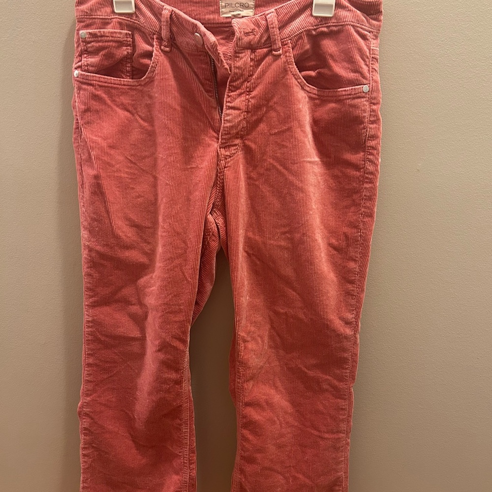 Anthropologie Pink Corduroy Pants Ankle Length